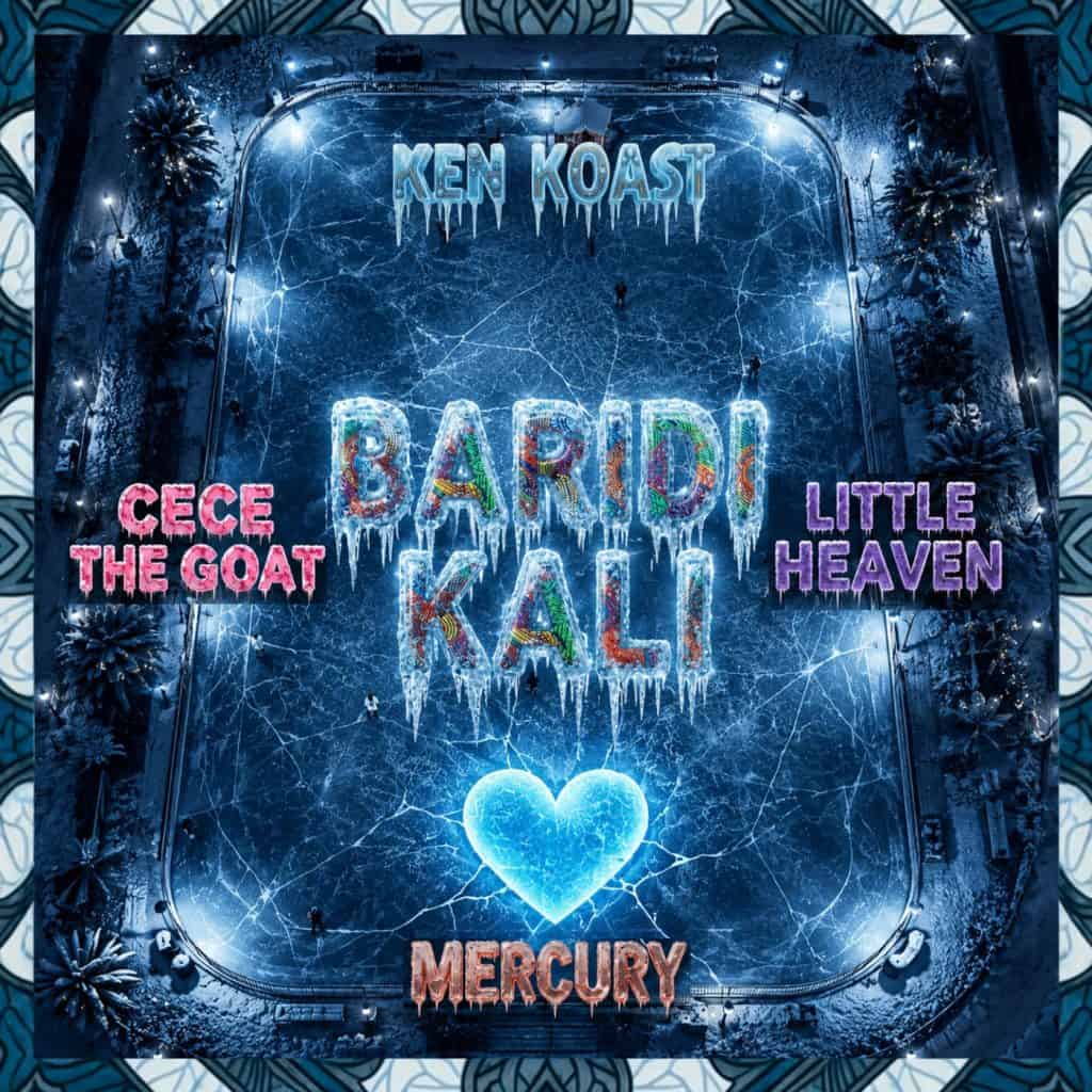 Music album cover featuring Ken Koast with icy blue theme and song titles.