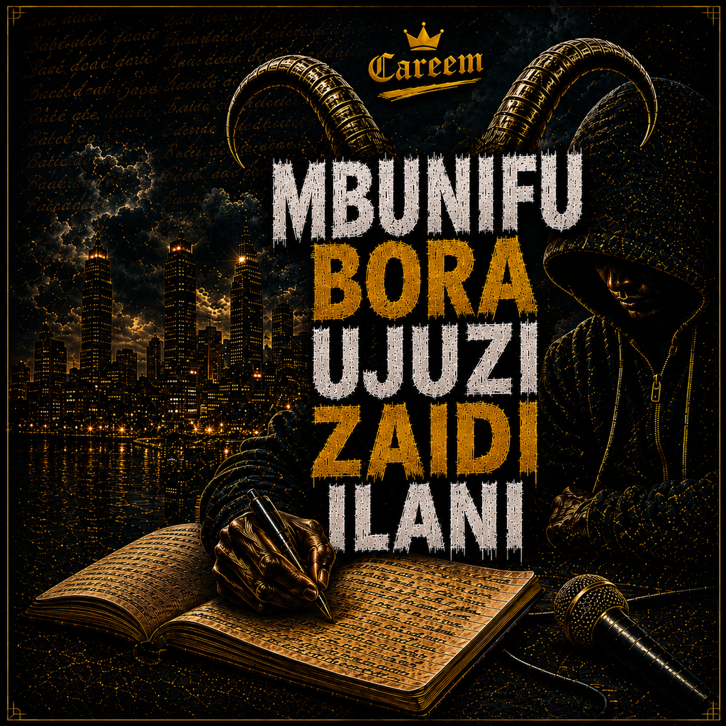 Careem Mbunifu Bora Ujuzi Ilani with city skyline and horns background.